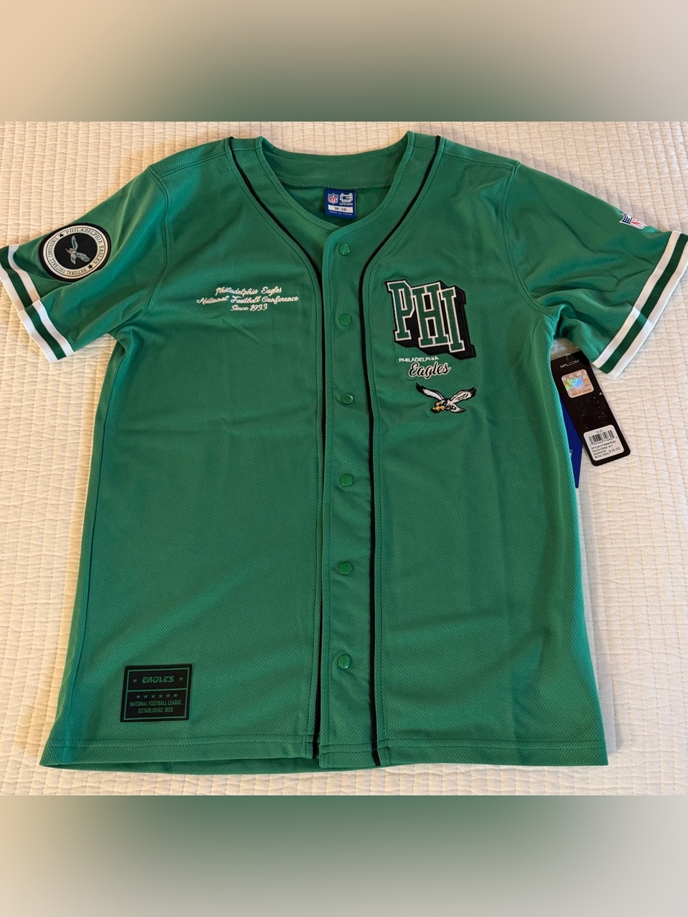 NWT NFL Philadelphia Eagles Kelly Green Baseball Jersey YOUTH XL
